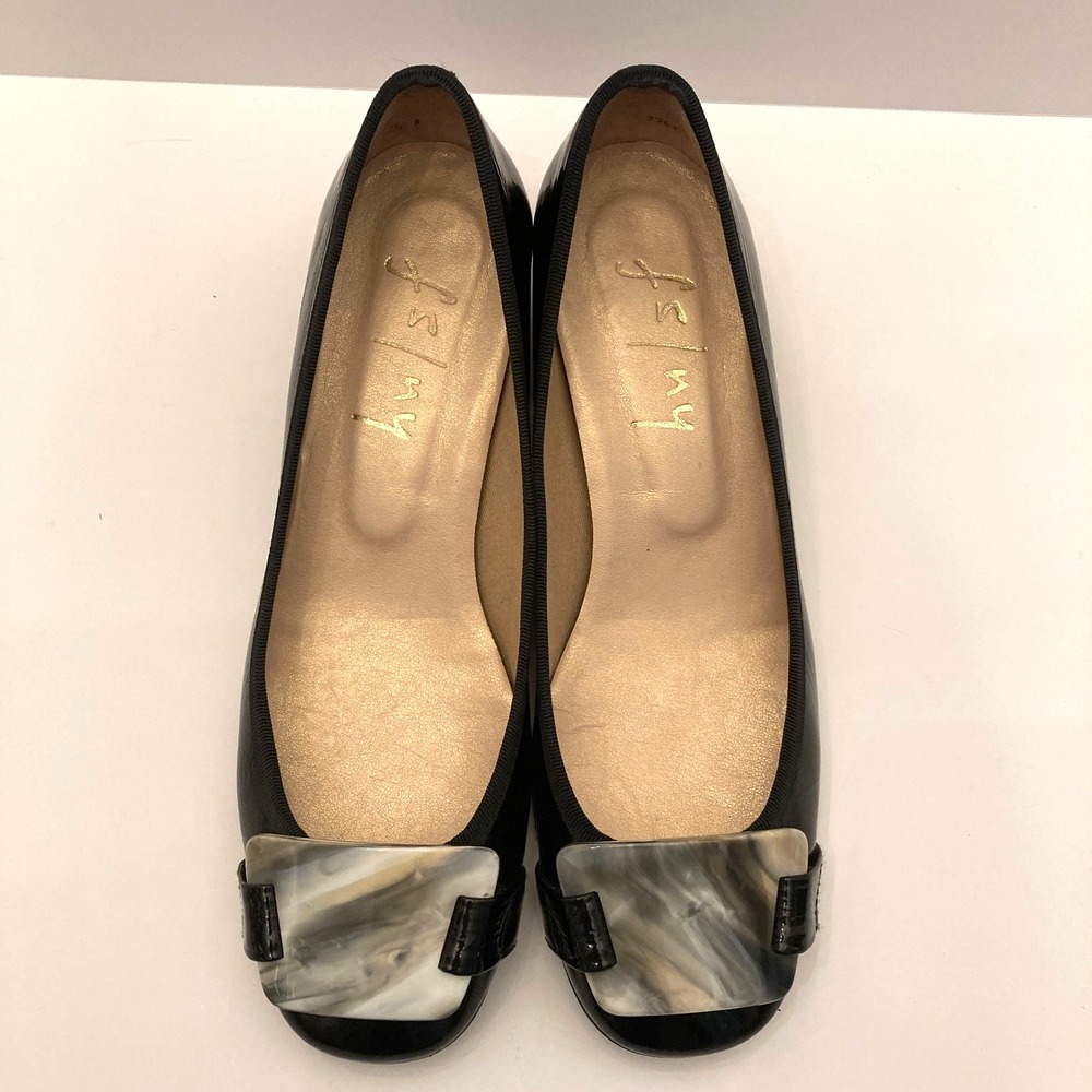 French Sole FS/NY Jolie Black Patent Leather Ballet Flat Womens 7.5 B Spain Shoe
